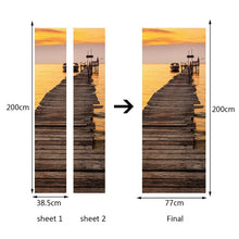 Load image into Gallery viewer, landscape pattern door wallpaper stickers Beach, waves, sunset home decor door poster for wall stickers on door 200cm*77cm