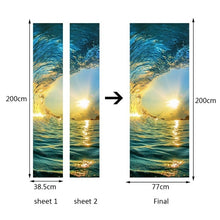 Load image into Gallery viewer, landscape pattern door wallpaper stickers Beach, waves, sunset home decor door poster for wall stickers on door 200cm*77cm