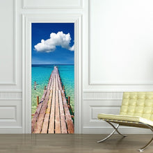 Load image into Gallery viewer, landscape pattern door wallpaper stickers Beach, waves, sunset home decor door poster for wall stickers on door 200cm*77cm