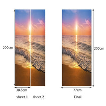 Load image into Gallery viewer, landscape pattern door wallpaper stickers Beach, waves, sunset home decor door poster for wall stickers on door 200cm*77cm