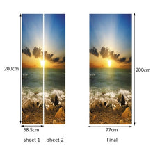 Load image into Gallery viewer, landscape pattern door wallpaper stickers Beach, waves, sunset home decor door poster for wall stickers on door 200cm*77cm