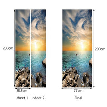 Load image into Gallery viewer, landscape pattern door wallpaper stickers Beach, waves, sunset home decor door poster for wall stickers on door 200cm*77cm