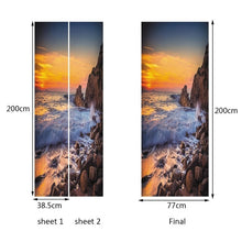 Load image into Gallery viewer, landscape pattern door wallpaper stickers Beach, waves, sunset home decor door poster for wall stickers on door 200cm*77cm