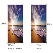 Load image into Gallery viewer, landscape pattern door wallpaper stickers Beach, waves, sunset home decor door poster for wall stickers on door 200cm*77cm