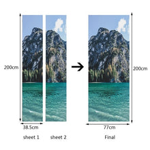 Load image into Gallery viewer, landscape pattern door wallpaper stickers Beach, waves, sunset home decor door poster for wall stickers on door 200cm*77cm