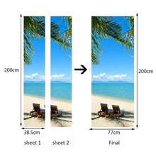 Load image into Gallery viewer, landscape pattern door wallpaper stickers Beach, waves, sunset home decor door poster for wall stickers on door 200cm*77cm