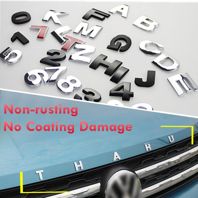 Never Rust Do Not Paint Off 25mm 3D Kirsite Letter Stickers Logo Car Stickers for Car Body Sticker Car Accessories